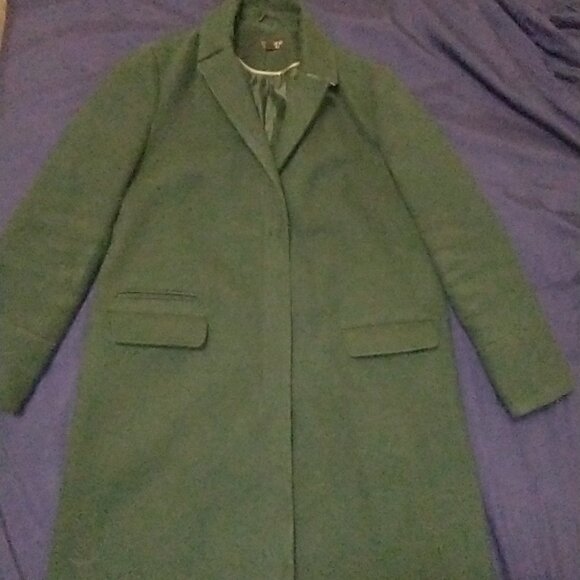 TOPSHOP GREEN WINTER PEACOAT WITH ZIPPER - Picture 1 of 4